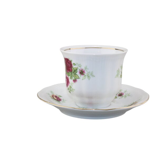 Crystal Clear English Rose Porcelain Cup & Saucer Made in Poland - Picture 14 of 17